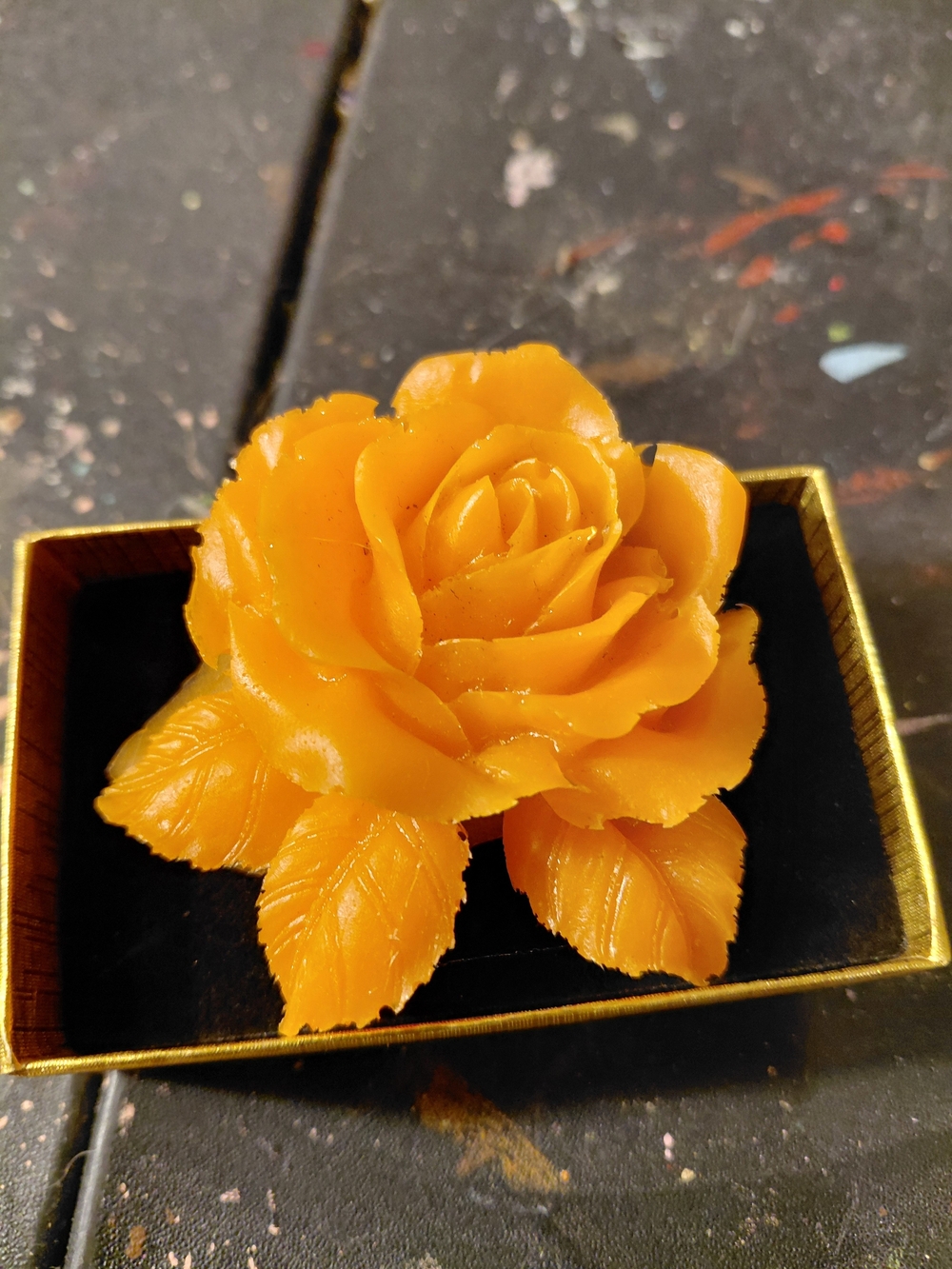 Handcrafted Orange Rose Pin - Stylish Floral Accessory